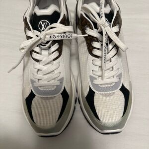 Louis Vuitton White and Black Sneakers with Monogram Detail